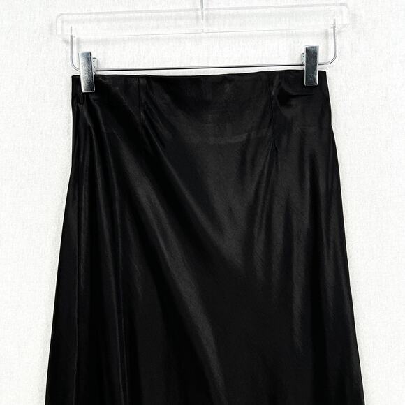 ENZA COSTA Satin Bias Cut Skirt Womens Small 1 Black Midi Pull on Slip Maxi NWOT - Picture 7 of 16